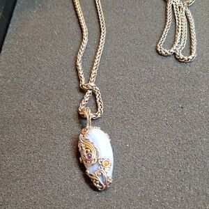 Carolyn Pollack Sterling Filigree Blue Lace Agate Pendant Necklace